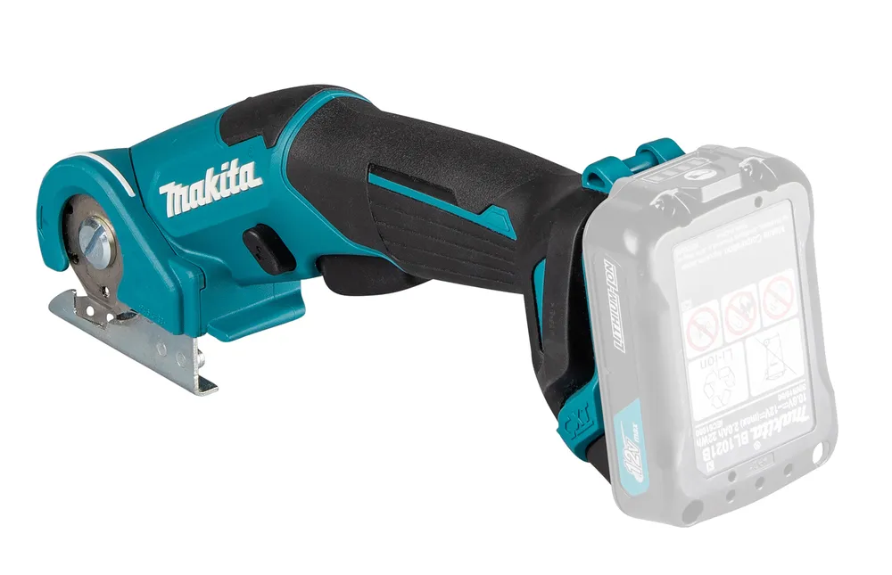 Pildil on näha Makita akuuniversaallõikur CP100DZ, mida kasutatakse erinevate materjalide lõikamiseks.