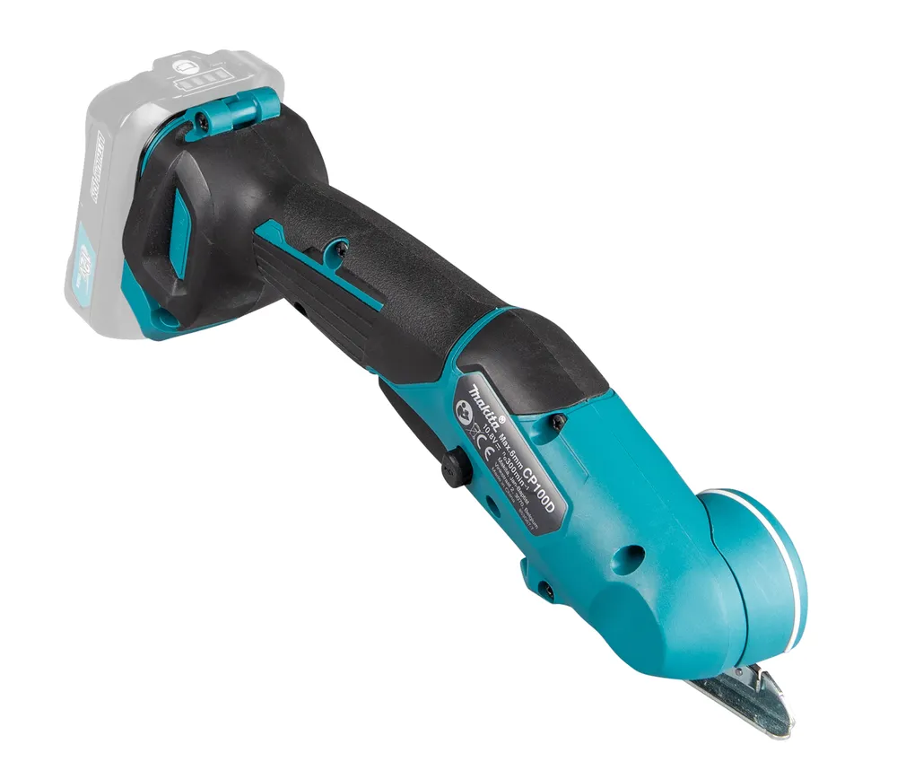 Pildil on Makita akuuniversaallõikur CP100DZ, mis on varustatud akuga.