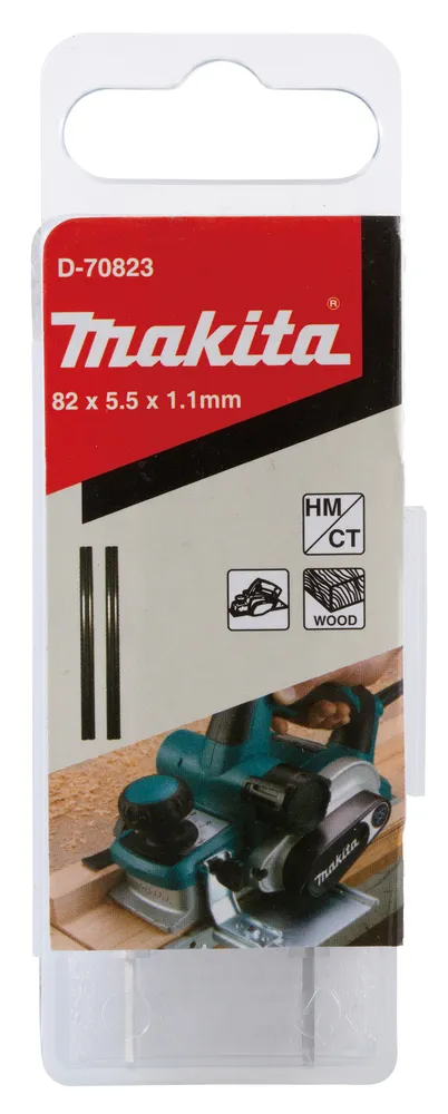 Pildil on Makita höövlitera pakend, millel on näha toote nimi, mõõdud ning höövlitera kujutis.