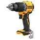 Pildil on kollane-must DeWalt akulööktrell DCD799N, millel on näha padrun, käepide ja metallist vööklamber.