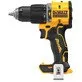Pildil on kollane-must DeWalt akulööktrell DCD799N, millel on näha peamiselt trelli korpus ja kinnitus.