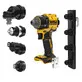 Pildil on näha DeWalt akutrell DCD803NT koos mitme erineva tarvikuga, mis võimaldavad seda kasutada mitmesugusteks töödeks.