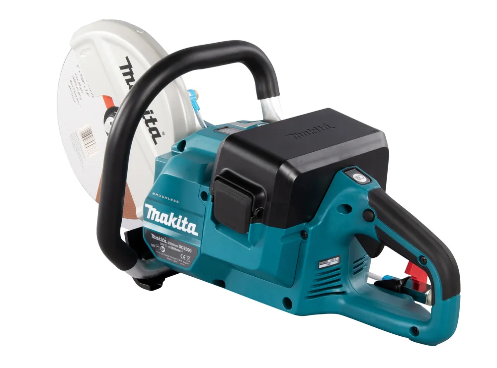 Pildil on Makita DCE090ZX1 akulõikur, tööriist millega saab lõigata mitmesuguseid materjale.