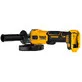 Pildil on näha Dewalt DCG407M1T akutoitega nurklihvmasin, millel on must käepide ja kaitse.
