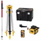 Pildil on näha DeWalt pöördlaseri DCLE05211RL komplekt, mis sisaldab laserseadet, statiivi, mõõdulinti, laadijat, akusid...