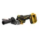 Pildil on DeWalt akulintlihvija DCM200NT, millel on näha tööriista kere, külgkäepide ja akupesa.
