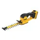 Pildil on DeWalt akuhekipügaja, mis on kollane ja must ning sellel on metallist saelehed, samuti on näha aku ja käepide.