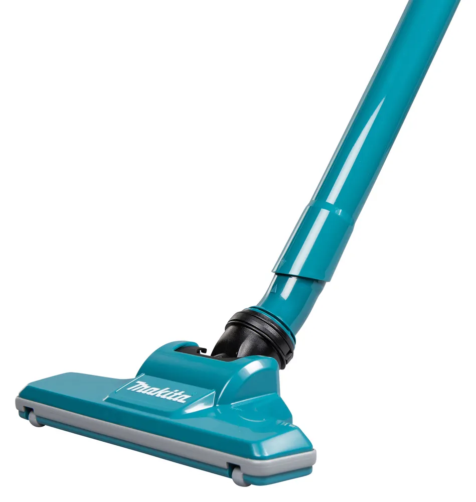 Pildil on sinine Makita aku varstolmuimeja DCL284FZX2 otsik ja toru valgel taustal.