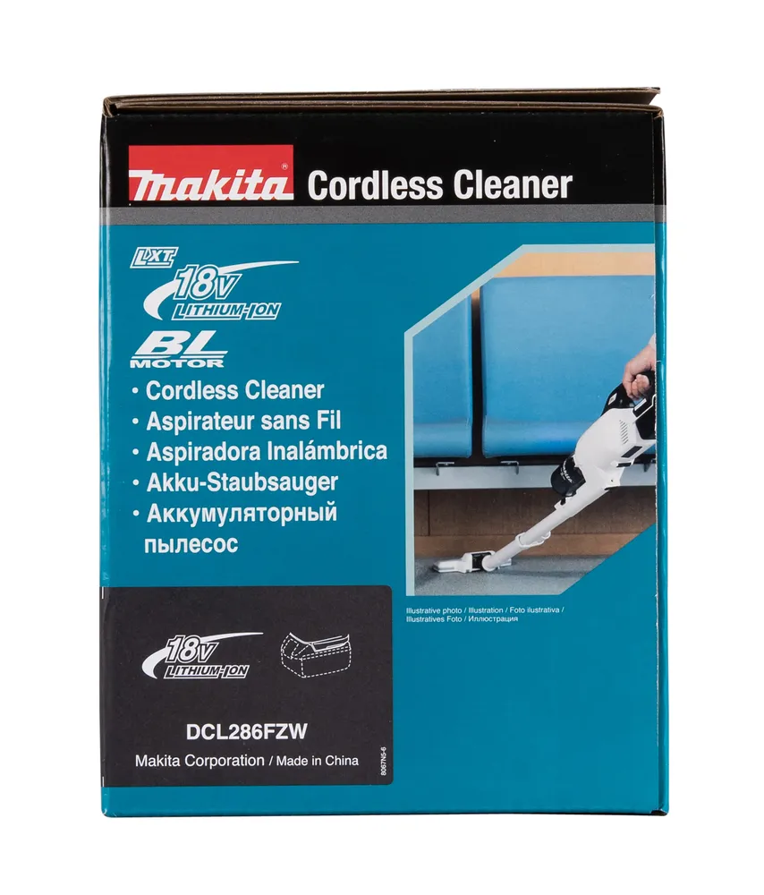 "Makita" akumuliatorinis dulkių siurblys DCL286FZW, be akumuliatoriaus ir įkroviklio