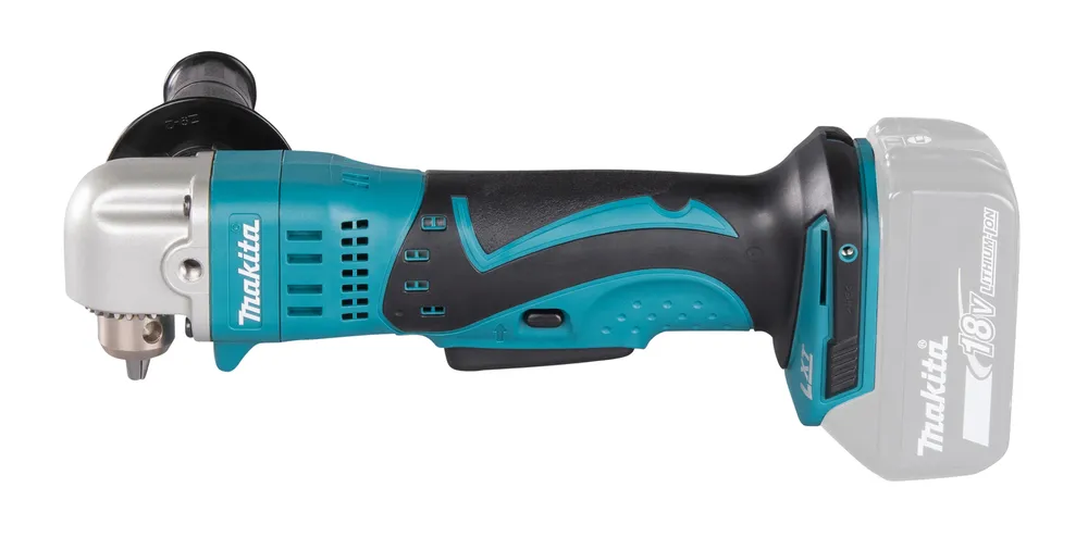 Pildil on näha Makita akunurktrell DDA350Z, millel on ere sinine ja must korpus ning eemaldatav must käepide.