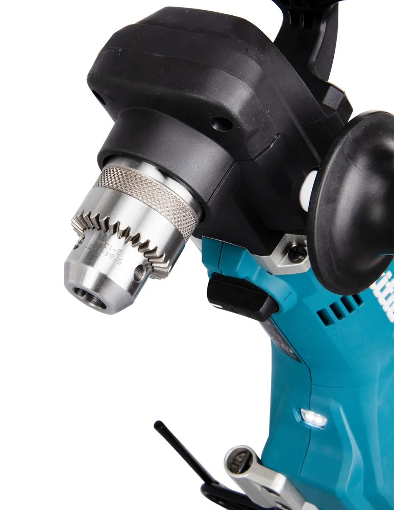Pildil on Makita akunurktrell DDA450ZK ilma aku ja laadijata, millel on näha padrunit, musta katet ja sinine osa.