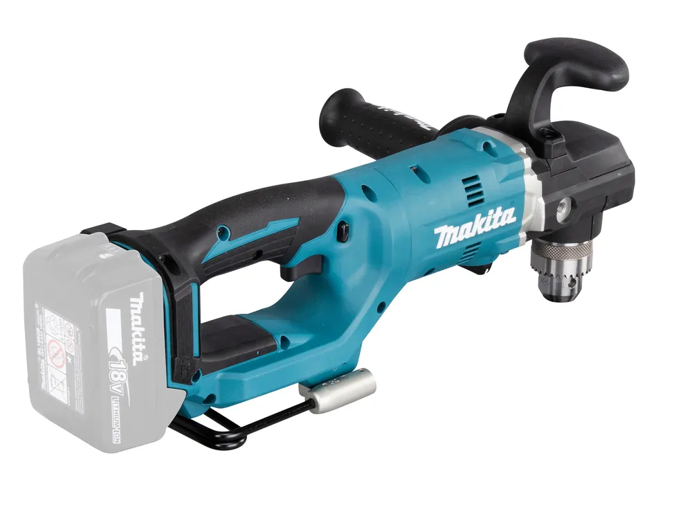 Pildil on Makita akunurktrell DDA450ZK, mis on varustatud akupesa ja käepidemetega.