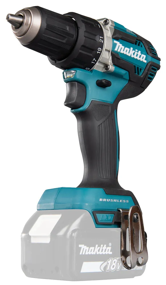 Pildil on näha Makita DDF484Z akutrell koos akupakiga.