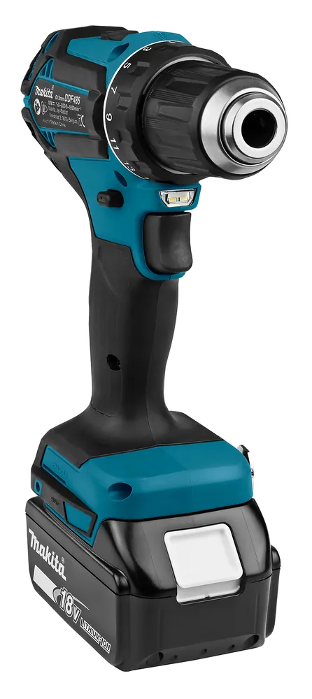 Pildil on näha Makita akutrell DDF485SF koos akuga.