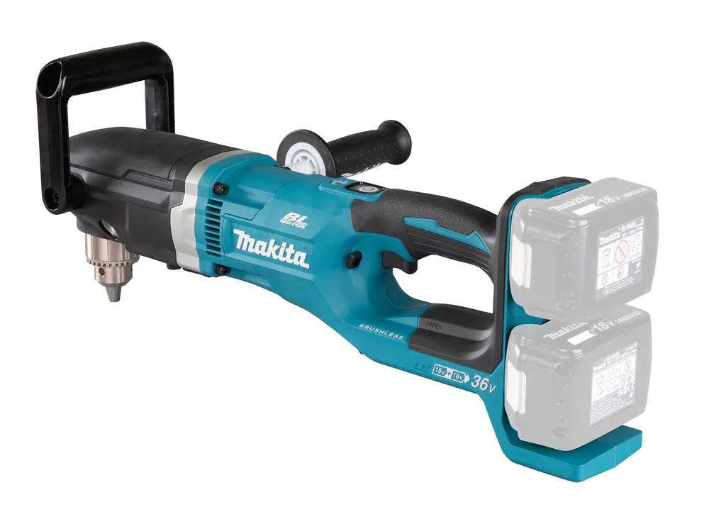 Pildil on Makita akunurktrell DDA460ZK ilma aku ja laadijata, millel on kaks 18V akut.