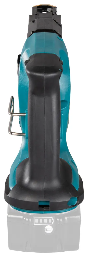 Pildil on Makita akulindikruvikeeraja DFR450ZX, millel on must käepide, metallist osa ja akuteabe näidik.