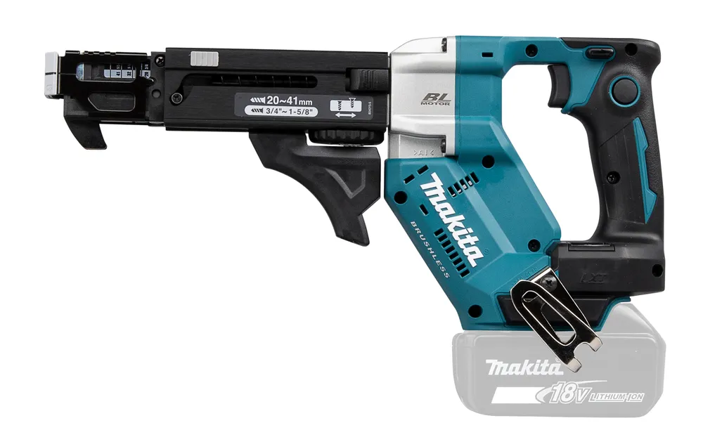 Pildil on Makita akulindikruvikeeraja DFR452Z, kus on näha kruvikeeraja ehitust, disaini ja peamisi komponente.