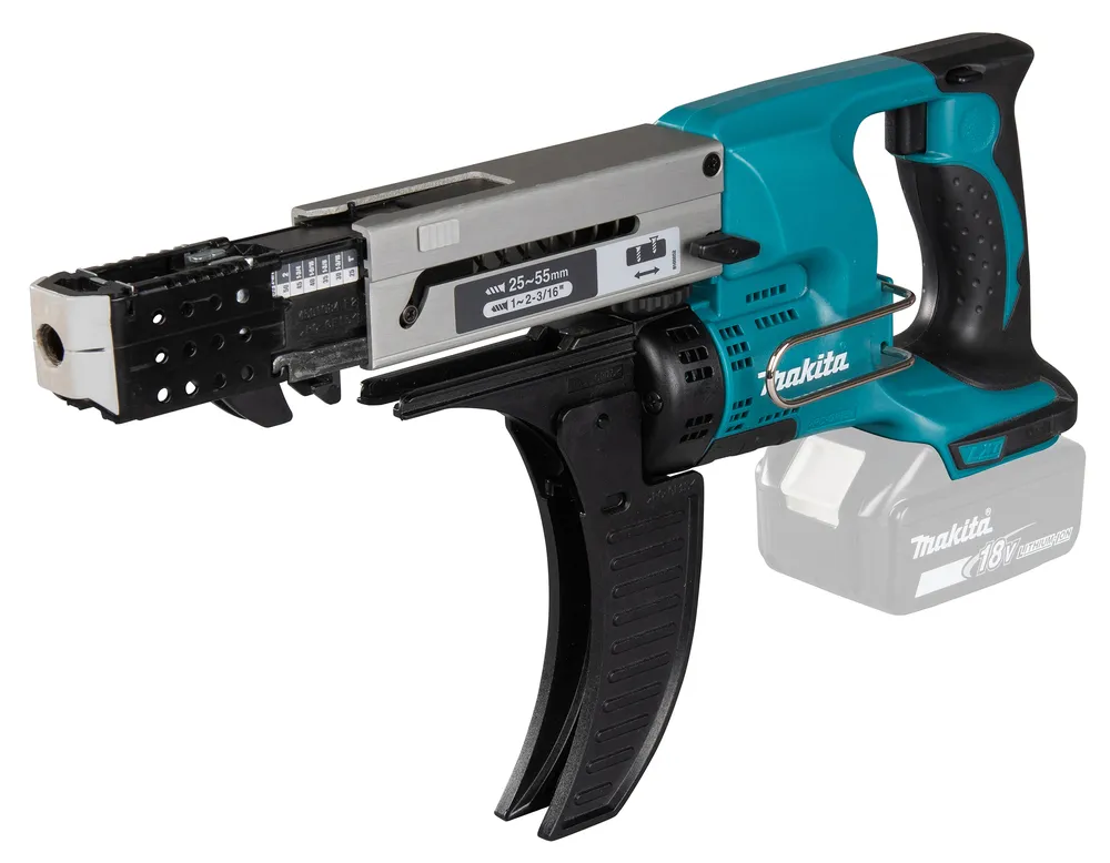 Pildil on Makita akulindistuskruvikeeraja DFR550ZX1, ilma aku ja laadijata, mis on mõeldud kipsplaatide kruvimiseks.