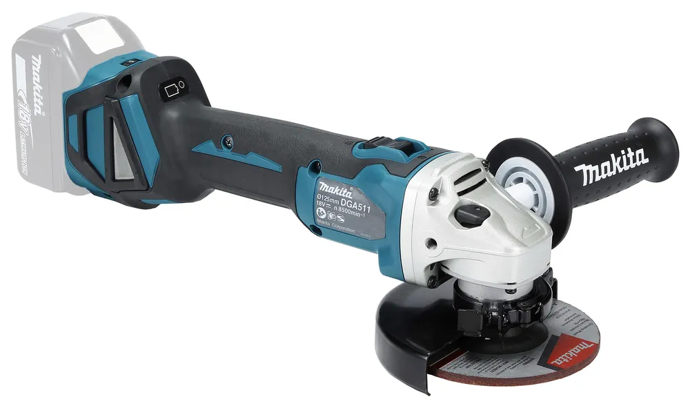 Pildil on Makita akunurklihvija DGA511Z reguleeritavate pööretega.