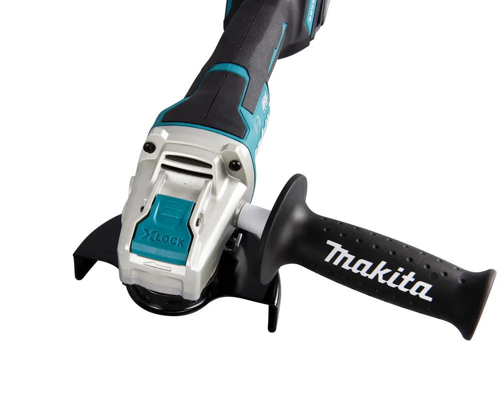 Pildil on kujutatud Makita akunurklihvija DGA520ZX1, millel on sinine ja hall kere ning must käepide.