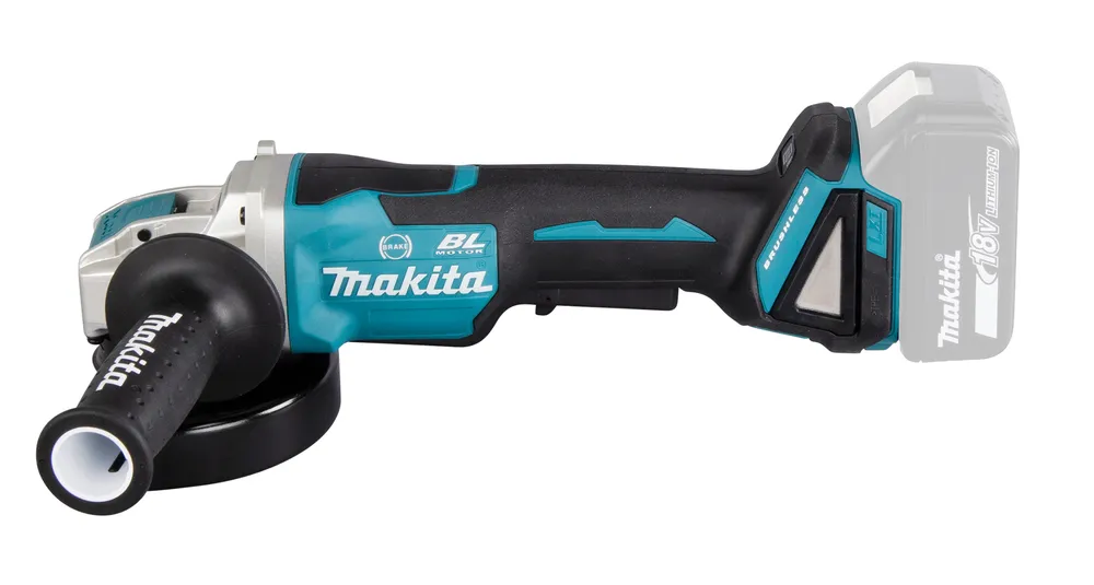 Pildil on näha Makita akunurklihvija DGA520ZX1, millel on harjadeta mootor, pidurdussüsteem ja mida toidab 18V...