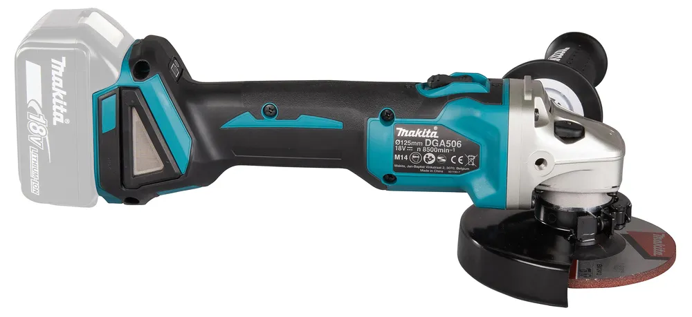 Makita akumuliatorinis kampinis šlifuoklis DGA506Z, be akumuliatoriaus ir įkroviklio