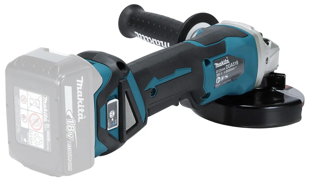 Аккумуляторная угловая шлифовальная машина Makita DGA518ZU, без аккумулятора и зарядного устройства