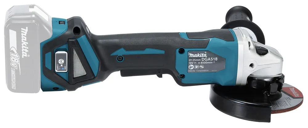 Аккумуляторная угловая шлифовальная машина Makita DGA518ZU, без аккумулятора и зарядного устройства