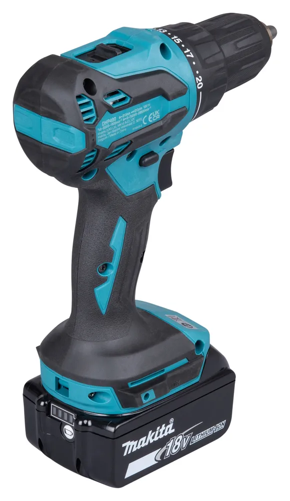 Pildil on näha Makita akulööktrell DHP490SF1J koos akuga.