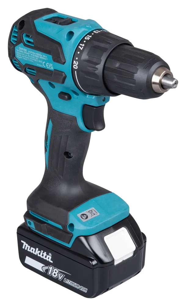 Pildil on Makita akulööktrell DHP490SF1J koos akuga.