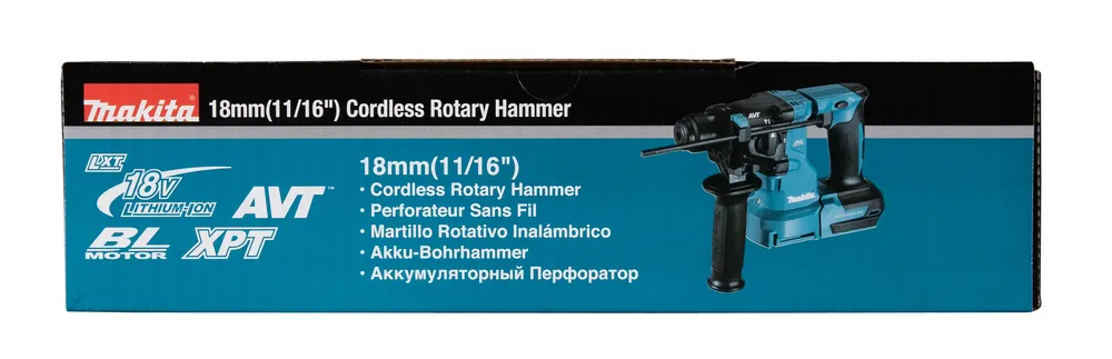 Pildil on Makita 18 mm juhtmevaba akupuurvasara DHR183Z pakend.