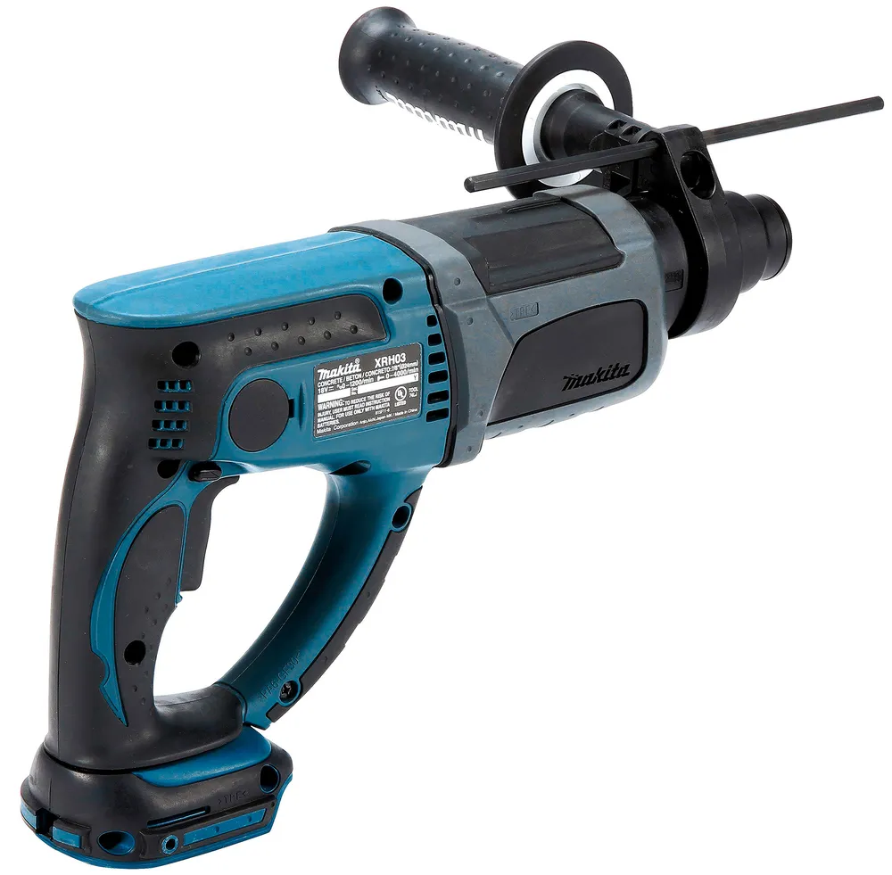 Pildil on näha Makita akupuurvasar DHR202Z, millel on ergonoomiline käepide ja üks eemaldatav külgkäepide.