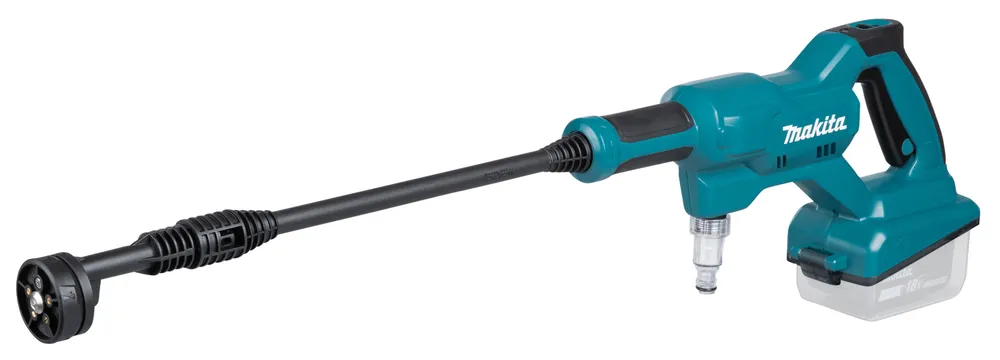 Pildil on Makita akusurvepesur DHW180Z, millel on toru ja otsik, mis on ühendatud rohelise korpusega, kus on aku.