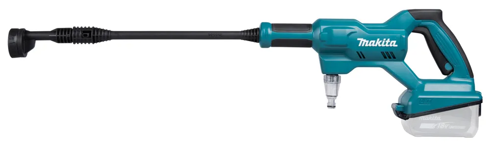 Pildil on Makita akusurvepesur DHW180Z, mis on turqoiisi värvi ning millel on musta värvi otsik ja käepide, samuti on...