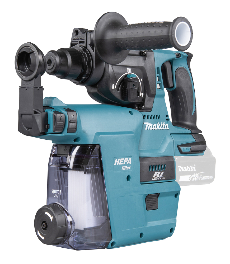Аккумуляторный перфоратор Makita DHR242RTJW + система сбора пыли, без аккумулятора и зарядного устройства