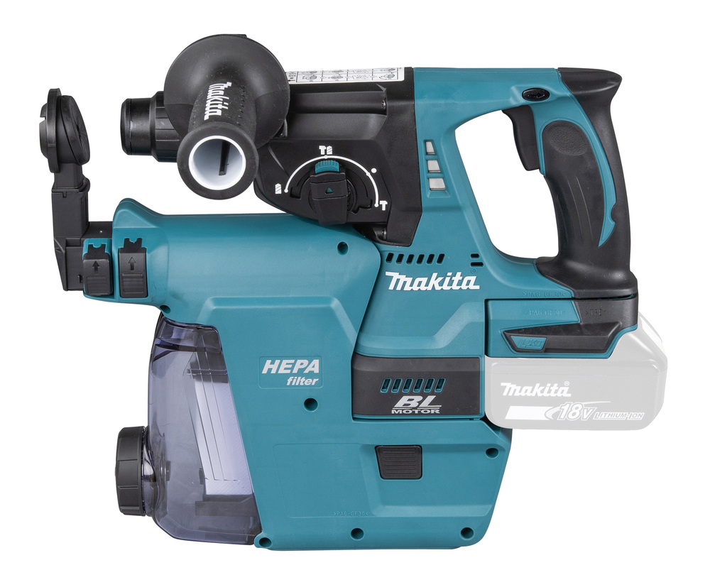 Аккумуляторный перфоратор Makita DHR242RTJW + система сбора пыли, без аккумулятора и зарядного устройства