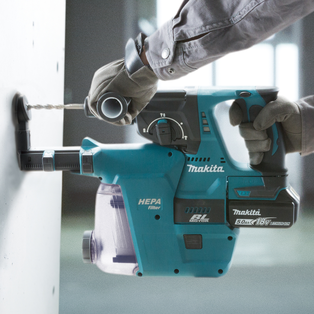 Аккумуляторный перфоратор Makita DHR242RTJW + система сбора пыли, без аккумулятора и зарядного устройства