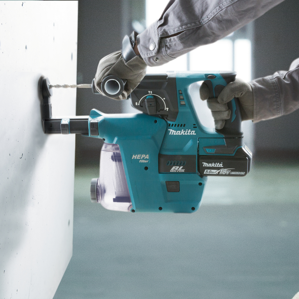 Аккумуляторный перфоратор Makita DHR242RTJW + система сбора пыли, без аккумулятора и зарядного устройства