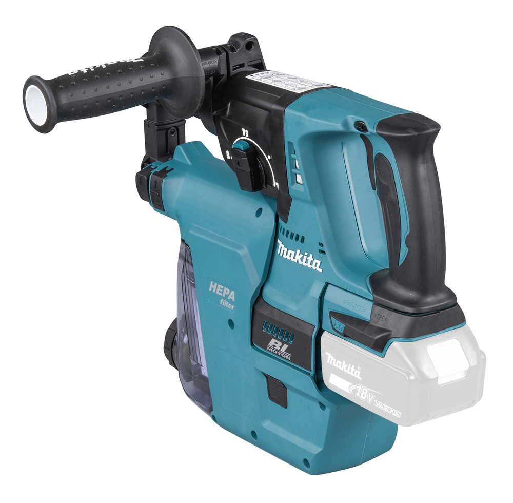 Аккумуляторный перфоратор Makita DHR242RTJW + система сбора пыли, без аккумулятора и зарядного устройства