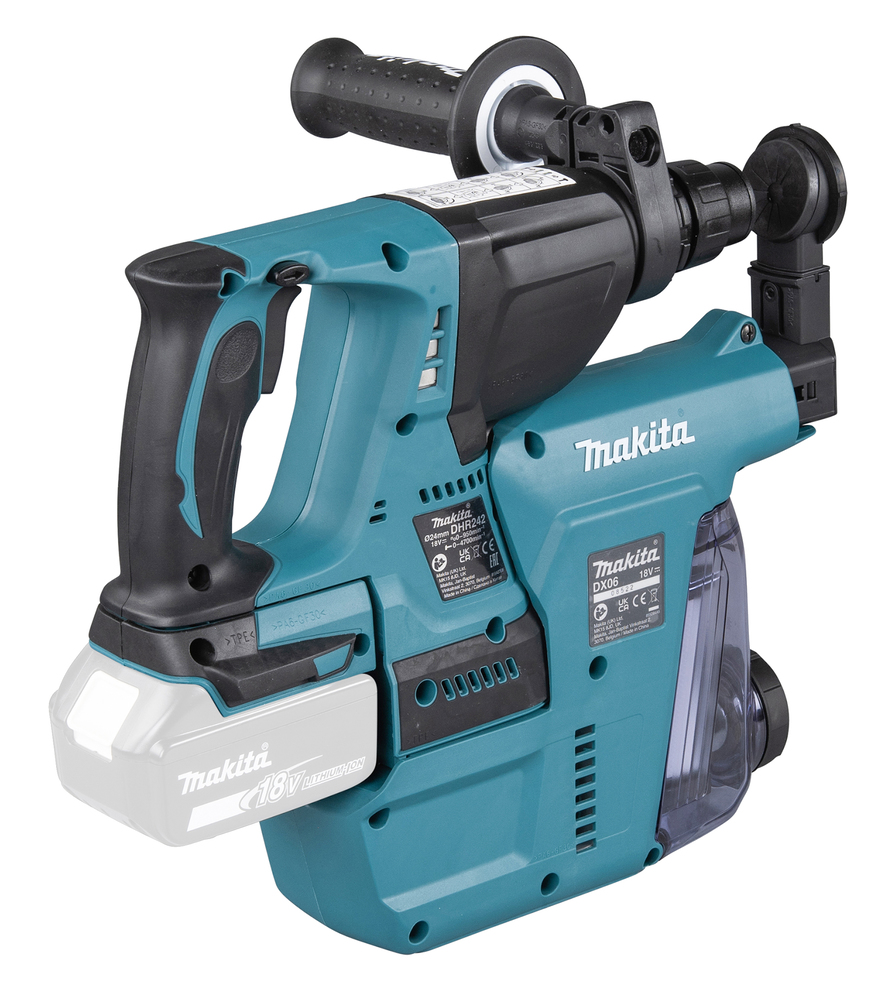 Аккумуляторный перфоратор Makita DHR242RTJW + система сбора пыли, без аккумулятора и зарядного устройства