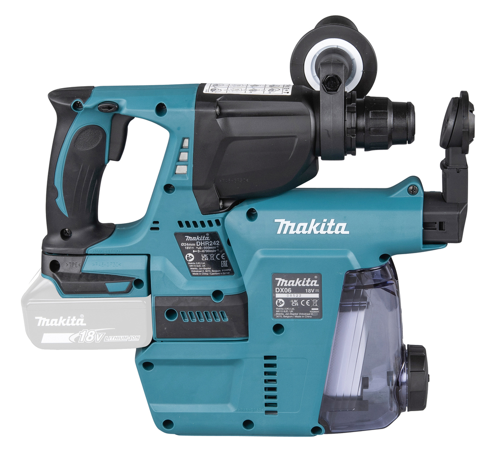Аккумуляторный перфоратор Makita DHR242RTJW + система сбора пыли, без аккумулятора и зарядного устройства