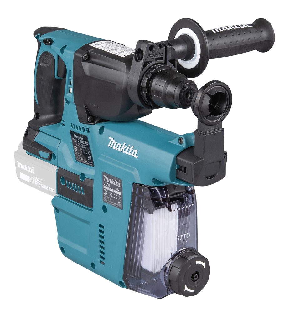 Аккумуляторный перфоратор Makita DHR242RTJW + система сбора пыли, без аккумулятора и зарядного устройства