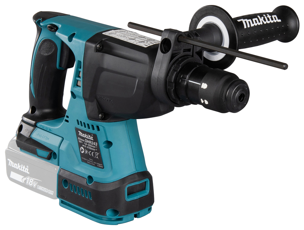 Аккумуляторный перфоратор Makita DHR243ZJW + система сбора пыли, без аккумулятора и зарядного устройства