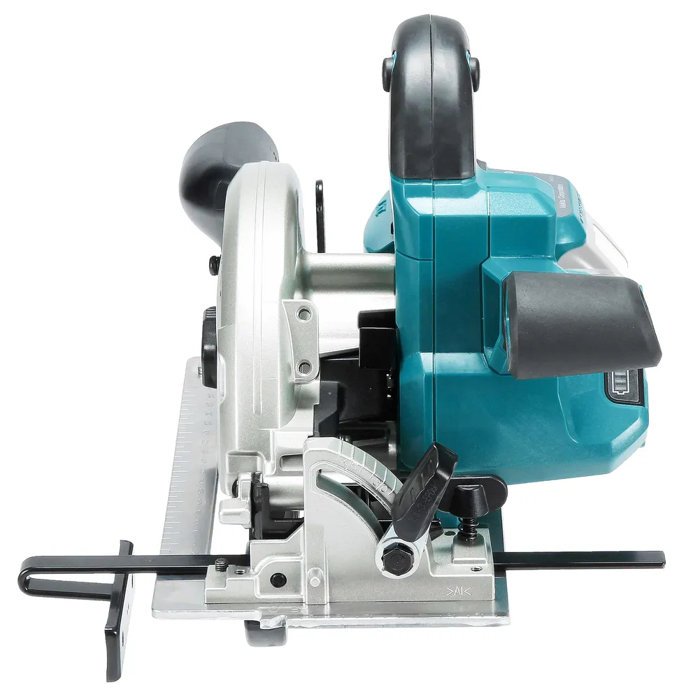Pildil on Makita akuketassaag DHS660Z, näidatud küljelt ja detailvaates.