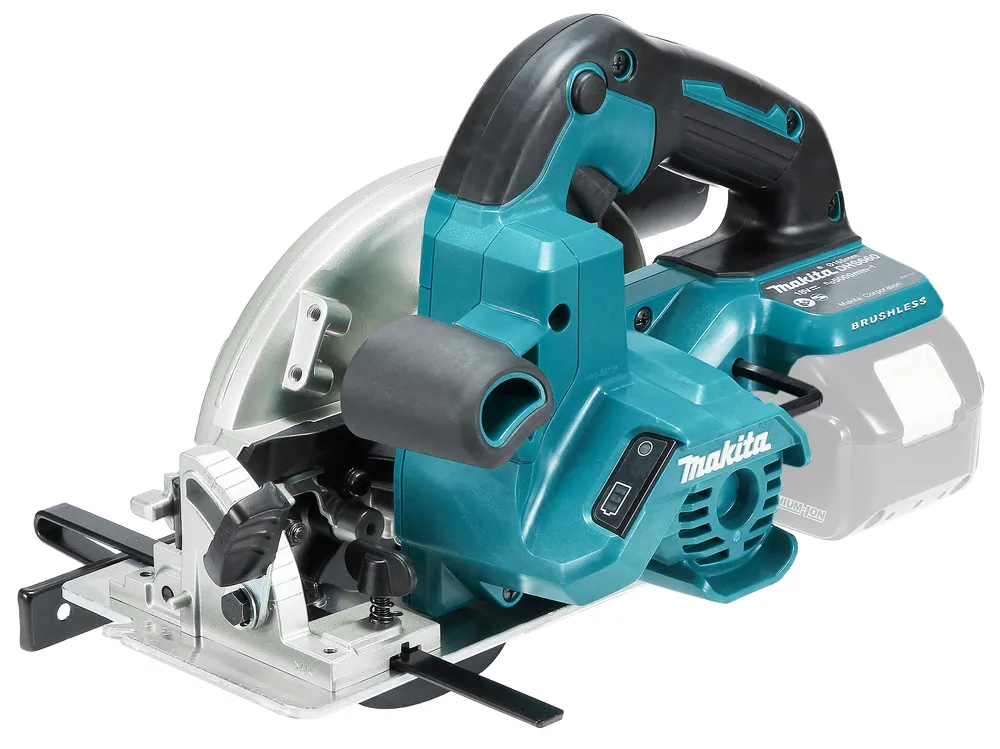 Pildil on Makita akuketassaag DHS660Z, ilma aku ja laadijata, näidatud detailvaates.
