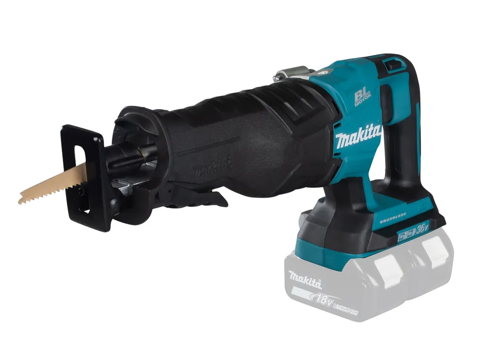 Pildil on näha Makita akuuniversaalsaag DJR360Z, ilma aku ja laadijata.