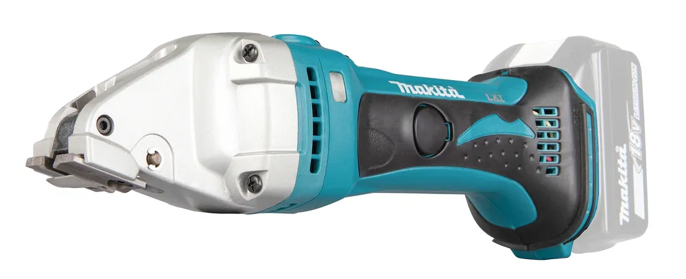 Pildil on näha Makita DJS101Z akuplekilõikur koos 18V LXT akuga.