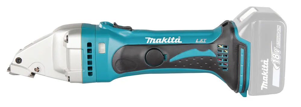 Pildil on näha Makita akuplekilõikur DJS101Z, mis on tööriist plekki lõikamiseks.