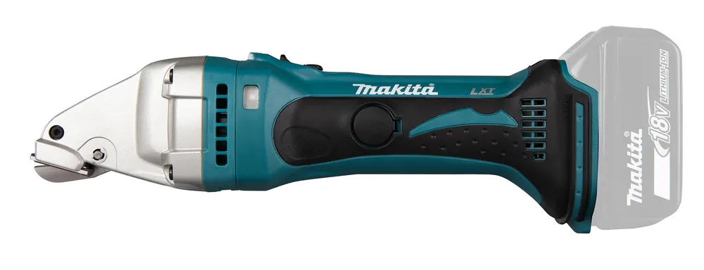 Pildil on Makita akuplekilõikur DJS161Z, millel on tööriista kere, lõiketangid ja tühjana kujutatud aku.