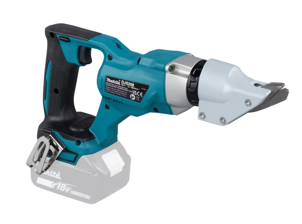Pildil on Makita akuplekilõikur DJS200Z, mida toetab 18V liitiumioonaku.